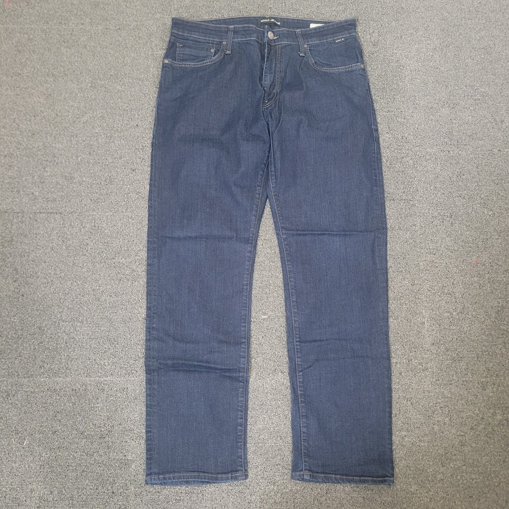 Mavi Size 36 Zach Straight Leg Jeans Mens Dark Blue Wash Stretch Denim